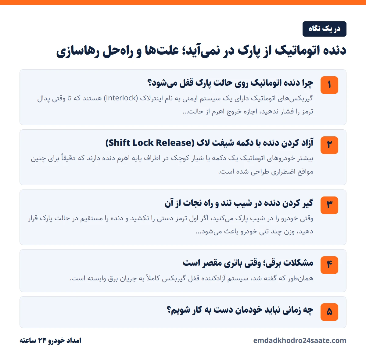 دنده اتوماتیک از پارک در نمی‌آید؛ علت‌ها و راه‌حل رهاسازی در یک نگاه