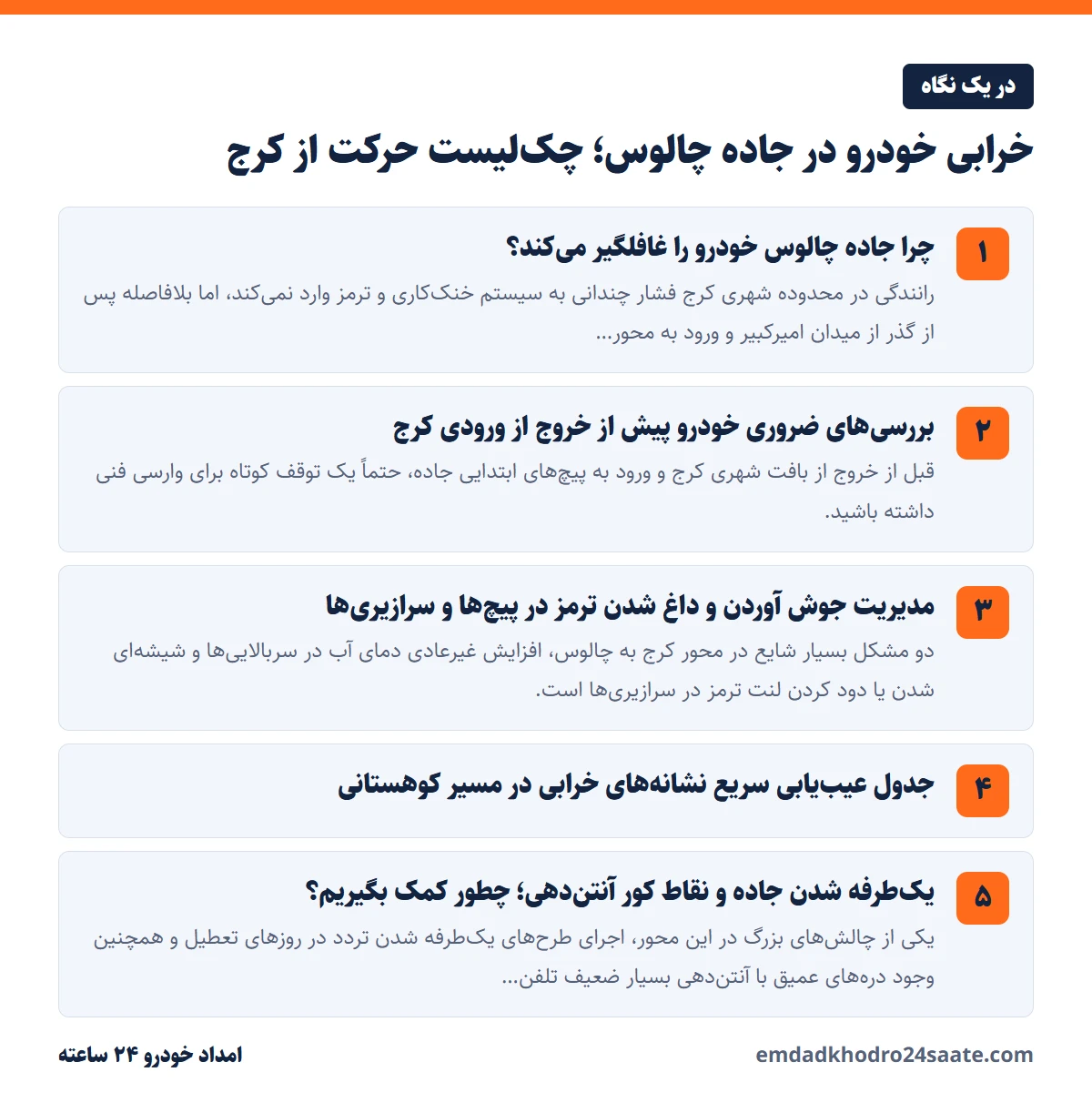 خرابی خودرو در جاده چالوس؛ چک‌لیست حرکت از کرج در یک نگاه