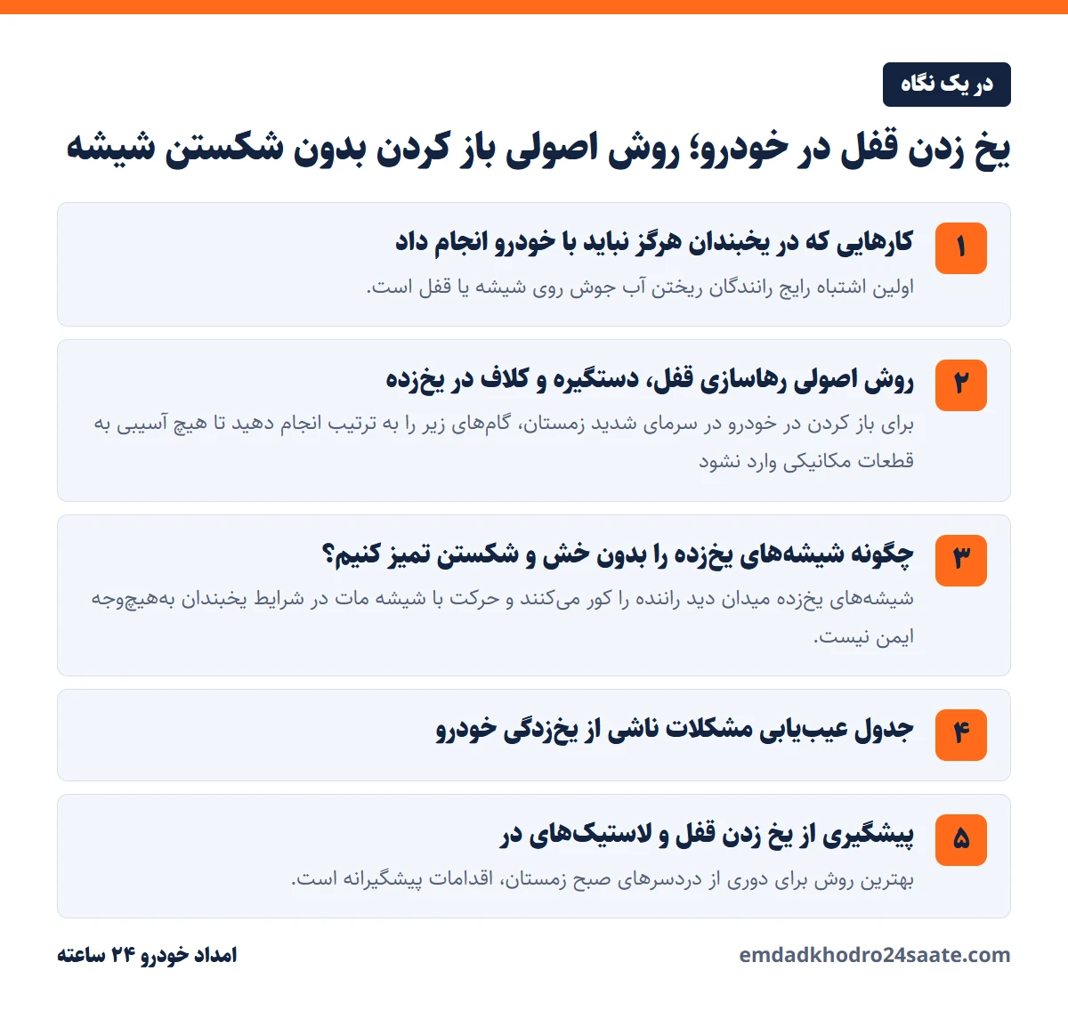 یخ زدن قفل در خودرو؛ روش اصولی باز کردن بدون شکستن شیشه در یک نگاه