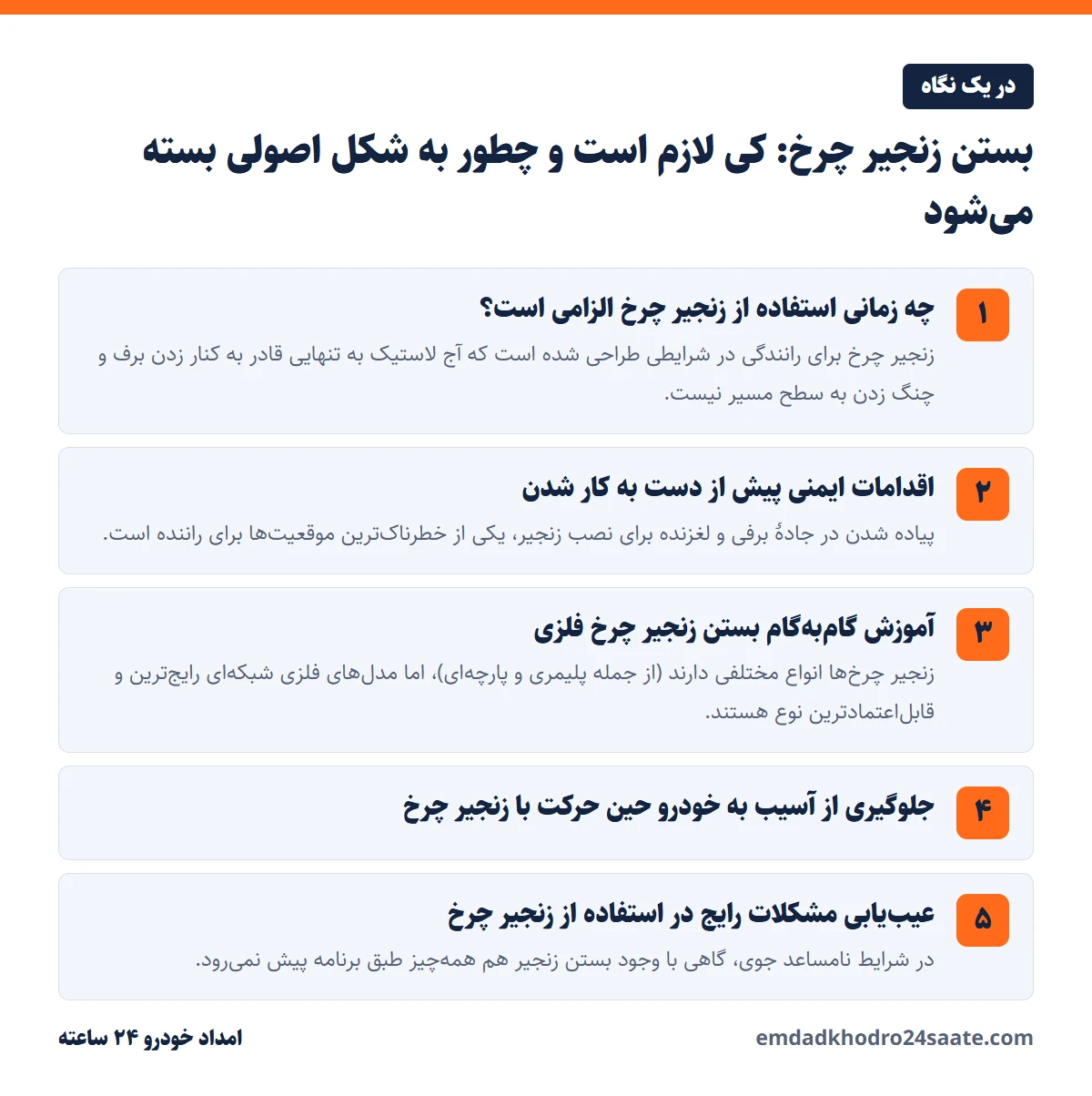 بستن زنجیر چرخ: کی لازم است و چطور به شکل اصولی بسته می‌شود در یک نگاه